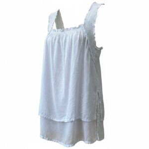 White Sleeveless Cotton Top